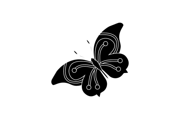 Butterfly Motif Floral Silhouette