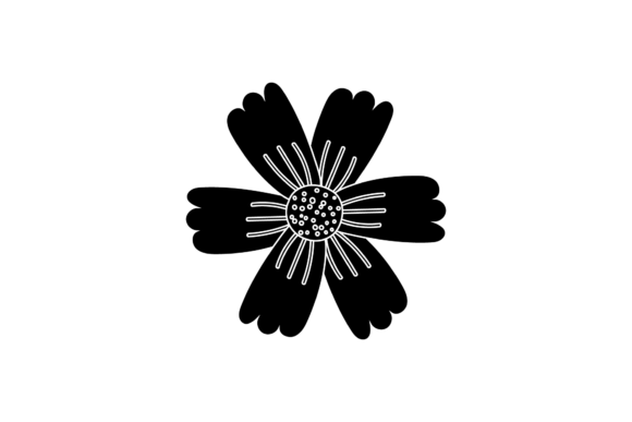 Floral Black Color Silhouette