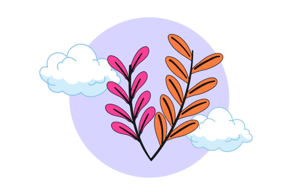 Floral Leaf Seamless Circle Cloud