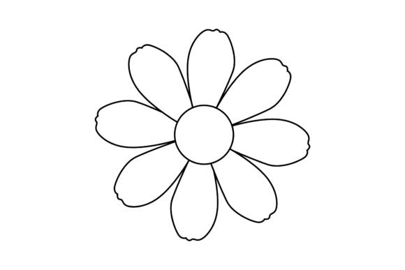 Floral Ornament Flat Design Outline