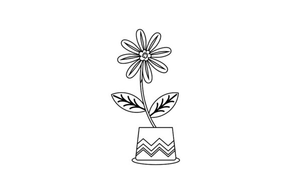 Floral Pot Simple Ornament Outline