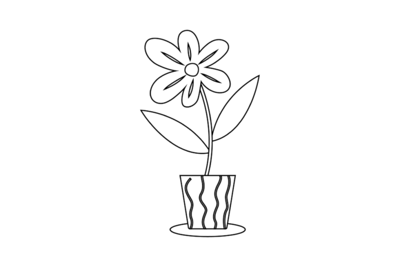 Floral Wallpaper with Flower Outline